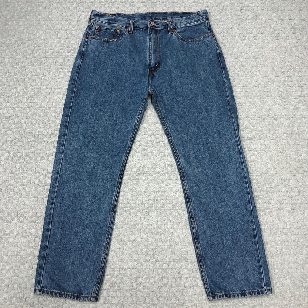 Levis 505 Jeans Mens 38x29 Blue Medium Wash Straight Leg Denim Casual Day Work